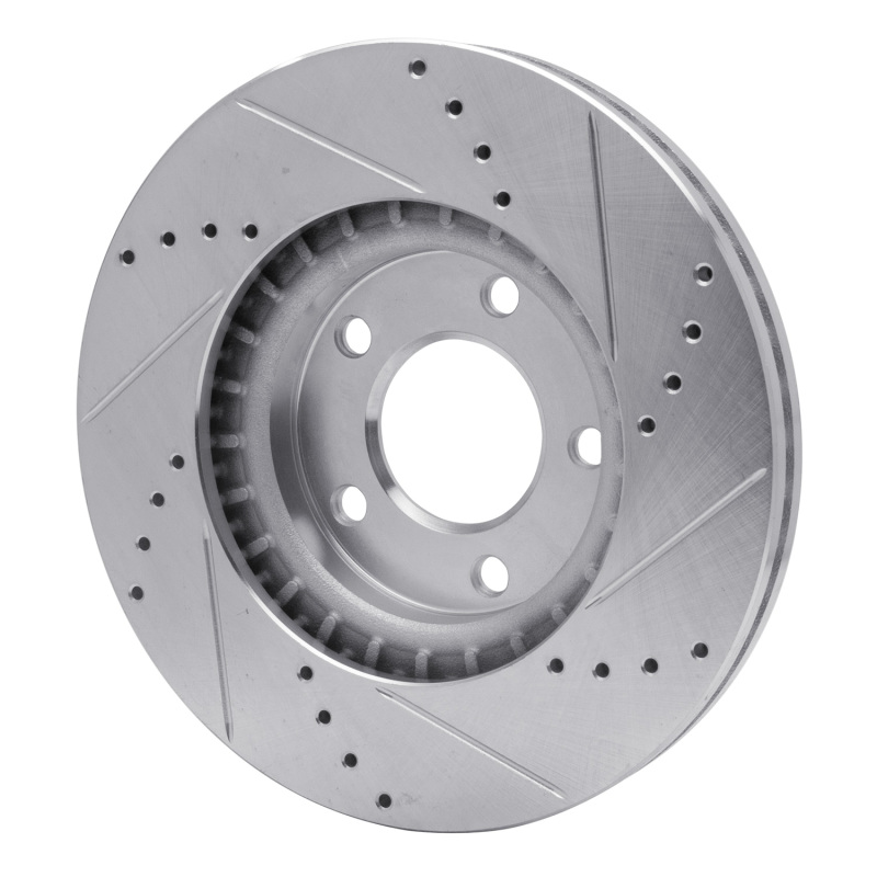 Ford Edge Brake Rotor (1) - Front Left - R1 Concepts - Drilled & Slotted - Silver - `07-`08